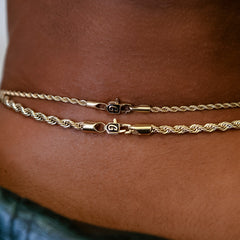 2mm + 4mm Rope Chain Bundle in Yellow Gold
