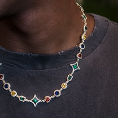 Colored Gemstone Chain + Bracelet Bundle in Yellow Gold