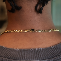 Figaro Chain + Bracelet Bundle in Yellow Gold- 6mm