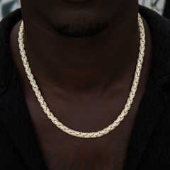 Diamond Pave Snake Link Chain + Bracelet Bundle in Yellow Gold- 6mm