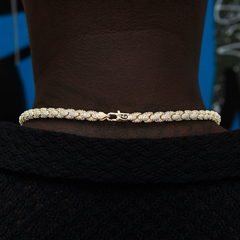 6mm Diamond Pave Snake Link Chain + Pendant Bundle in Yellow Gold