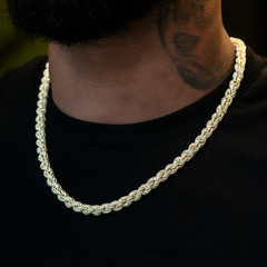 Diamond Rope Chain + Bracelet Bundle in Yellow Gold- 7mm