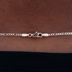 Figaro Chain + Bracelet Bundle in Rose Gold- 2mm