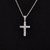 Micro Diamond Cross Pendant + 2MM Rope Chain Bundle in White Gold