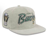 Men's Milwaukee Bucks New Era Gray The Golfer Corduroy 9FIFTY Snapback Hat