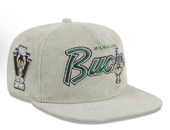 Men's Milwaukee Bucks New Era Gray The Golfer Corduroy 9FIFTY Snapback Hat