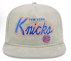 Men's New York Knicks New Era Gray The Golfer Corduroy 9FIFTY Snapback Hat