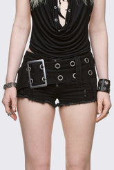 Gia Belted Mini Denim Shorts