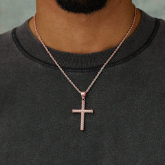 Twisted Rope Cross Pendant + 2MM Rope Chain Bundle in Rose Gold