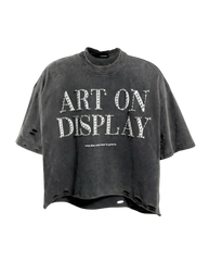 "ART ON DISPLAY" RHINESTONE DISTRESSTED TEE