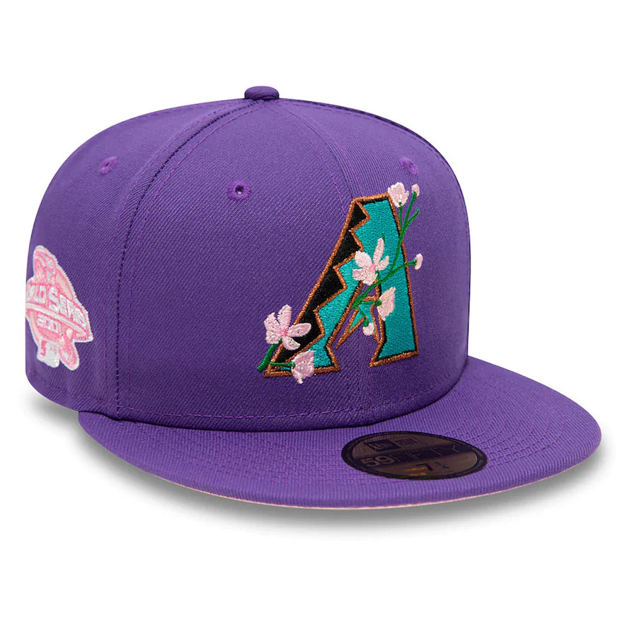 Men's Arizona Diamondbacks New Era Black 2001 World Series Bloom Side Patch 59FIFTY Fitted Hat