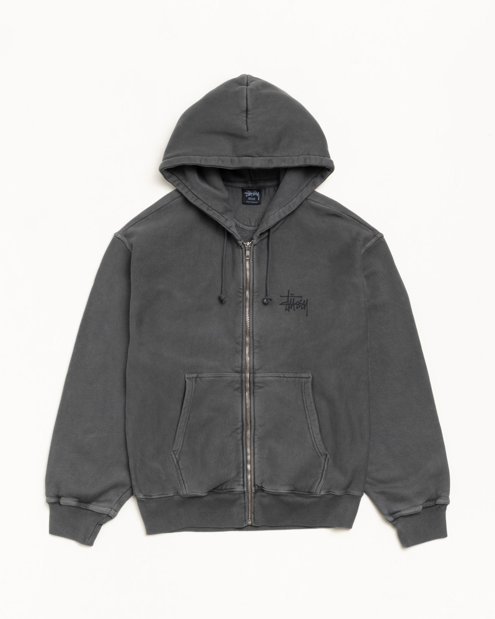 BASIC STÜSSY ZIP HOODIE PIGMENT DYED