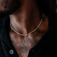 Rope Chain + Bracelet Bundle in White Gold- 2mm