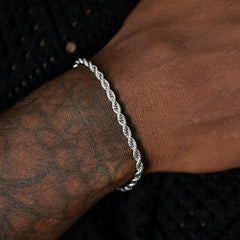 Rope Chain + Bracelet Bundle in White Gold- 4mm