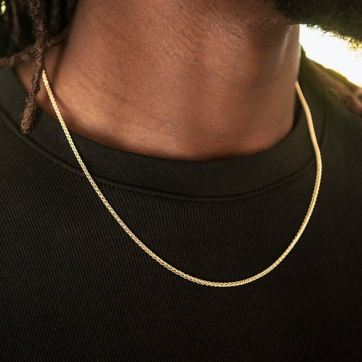 Palm Chain + Bracelet Bundle in Yellow Gold- 2mm