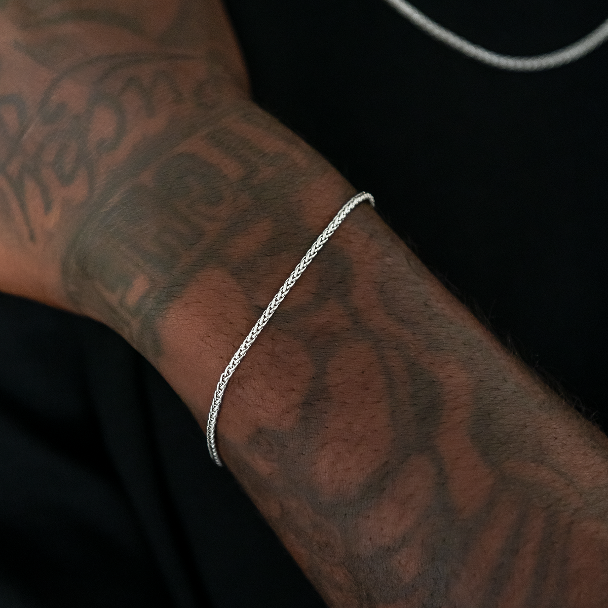 Palm Chain + Bracelet Bundle in White Gold- 2mm