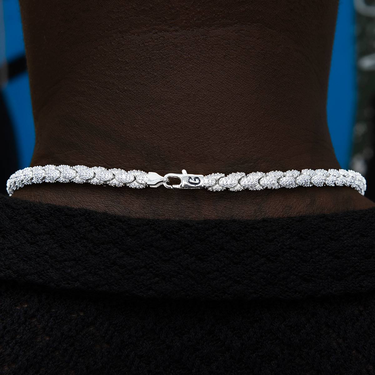 Diamond Pave Snake Link Chain + Bracelet Bundle in White Gold- 6mm