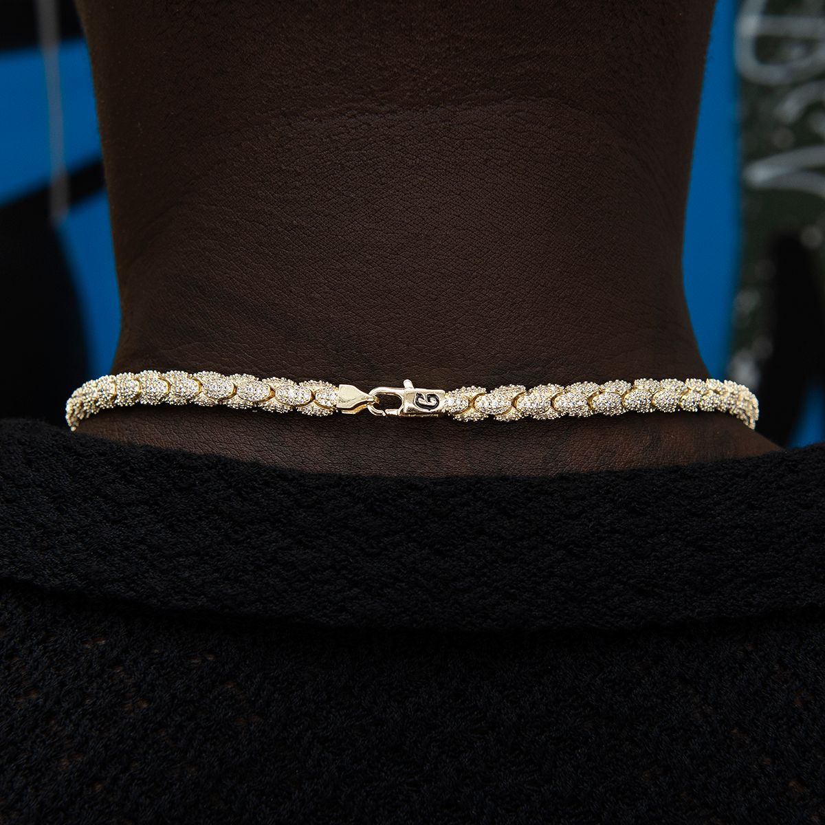 Diamond Pave Snake Link Chain + Bracelet Bundle in Yellow Gold- 6mm