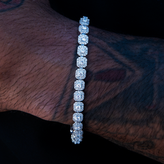 Micro Clustered Tennis Chain + Bracelet Bundle in White Gold