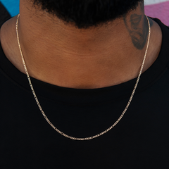 Figaro Chain + Bracelet Bundle in Rose Gold- 2mm
