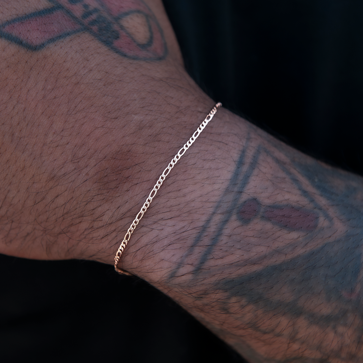 Figaro Chain + Bracelet Bundle in Rose Gold- 2mm