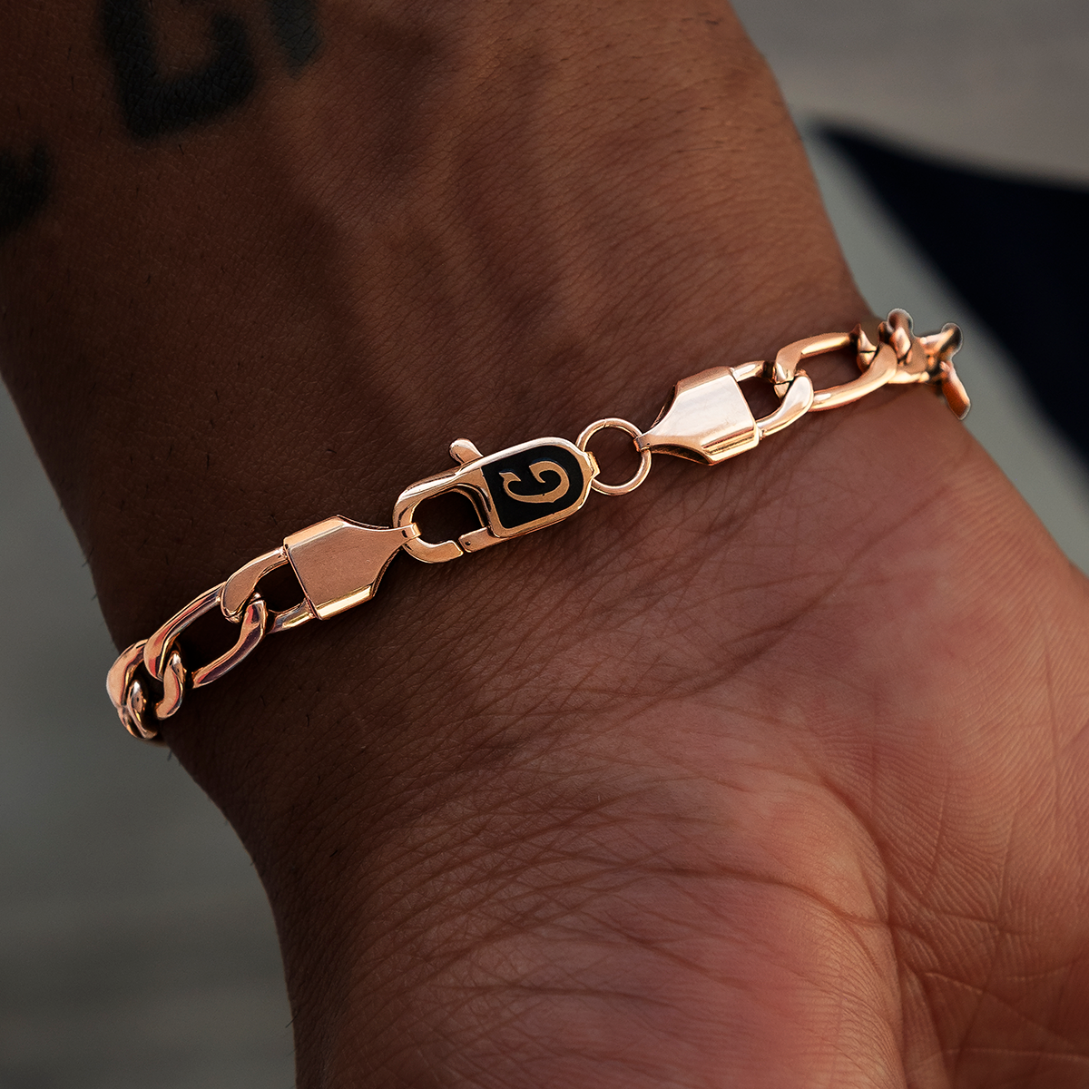 Figaro Chain + Bracelet Bundle in Rose Gold- 6mm