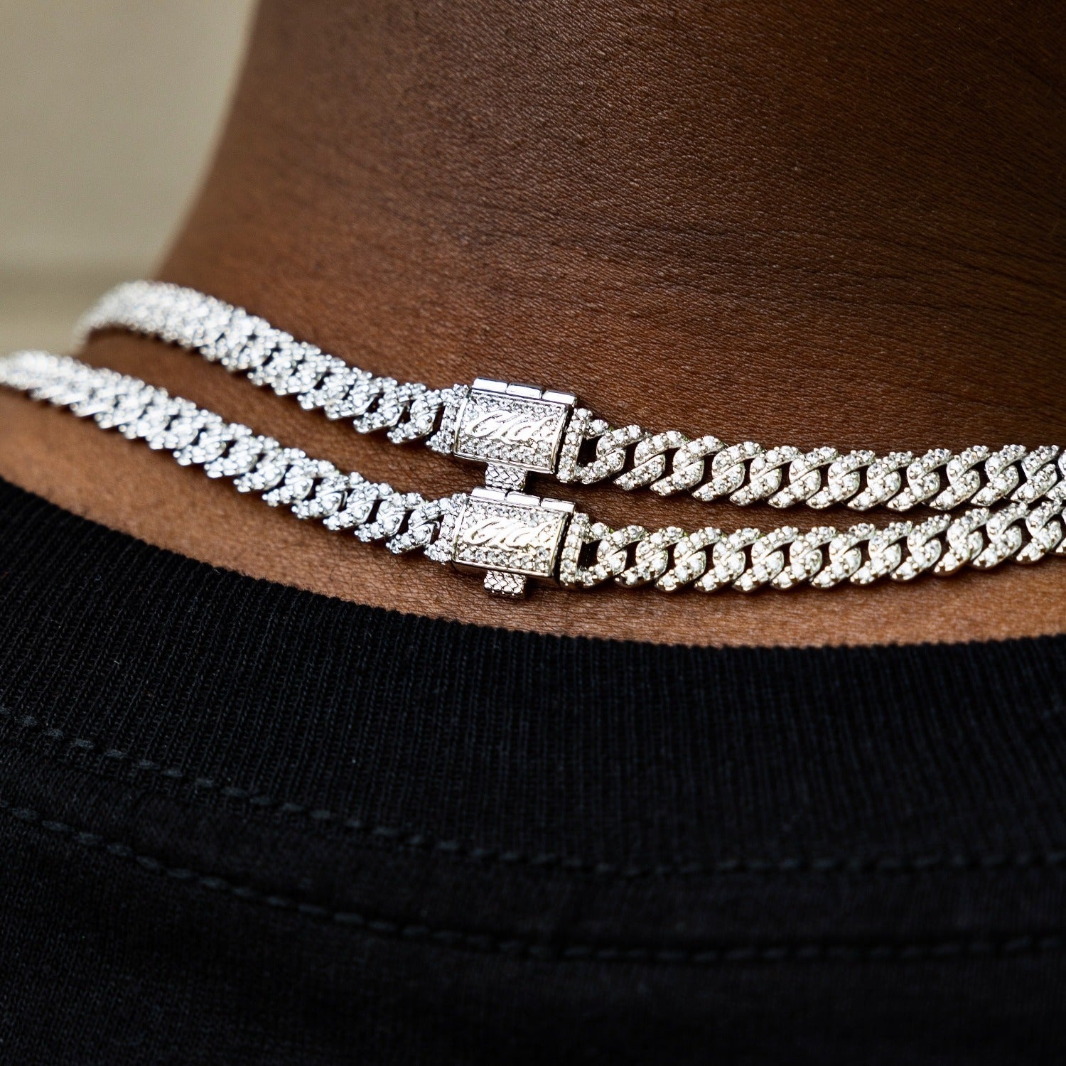 Micro Diamond Prong Chain + Bracelet Bundle in White Gold - 6mm