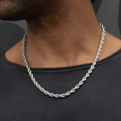 Rope Chain + Bracelet Bundle in White Gold- 6mm