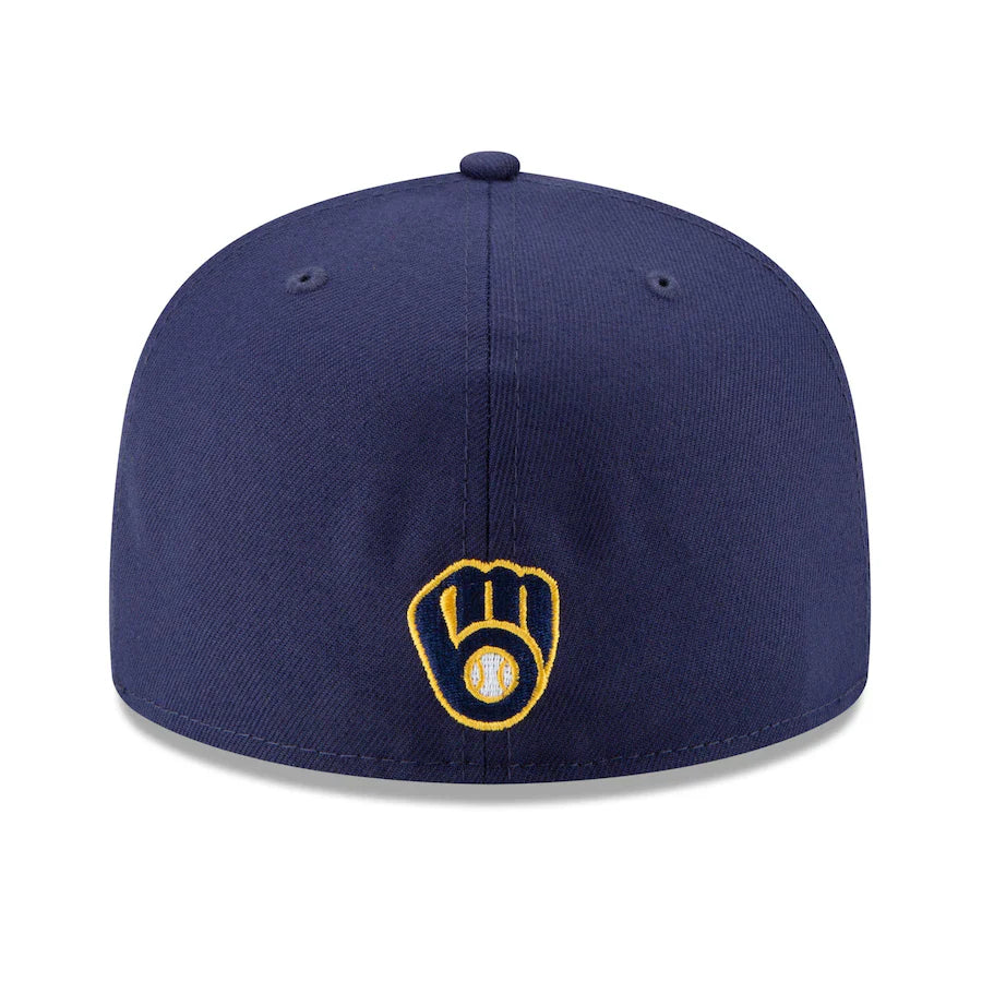Men's Milwaukee Brewers New Era Navy patch Bloom Side Patch 59FIFTY Fitted Hat