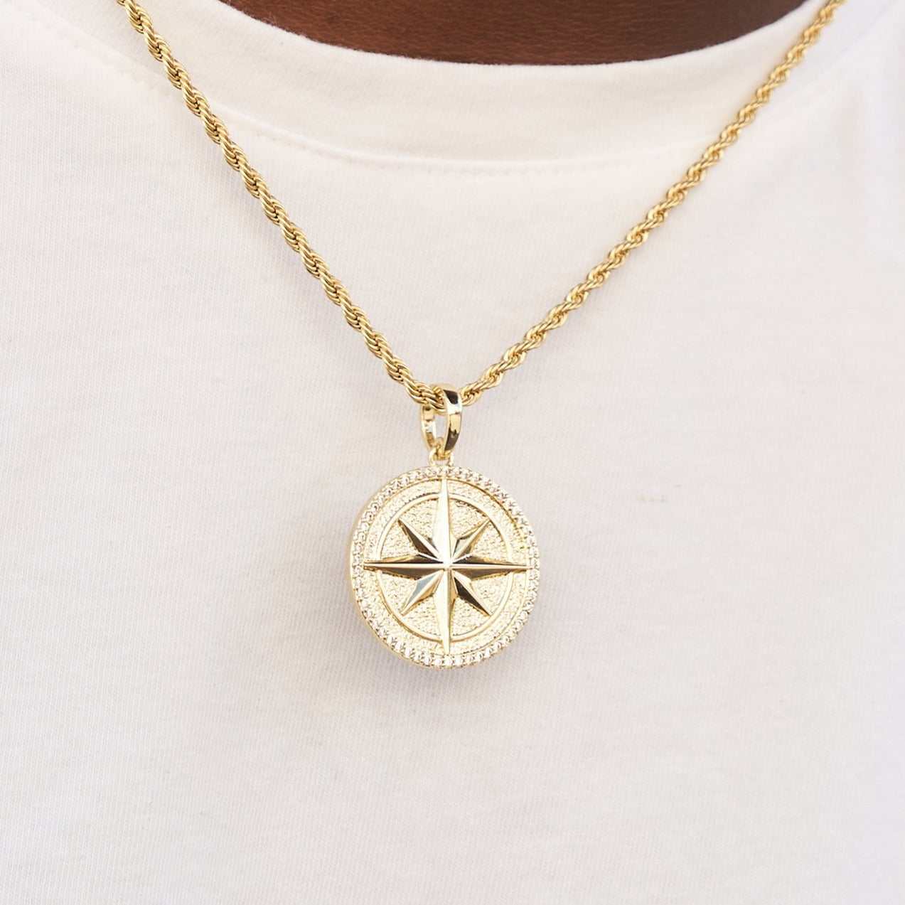 Dragon and Compass Set in Yellow Gold