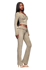 BLARE STUDDED TERRY HOODIE - STONE