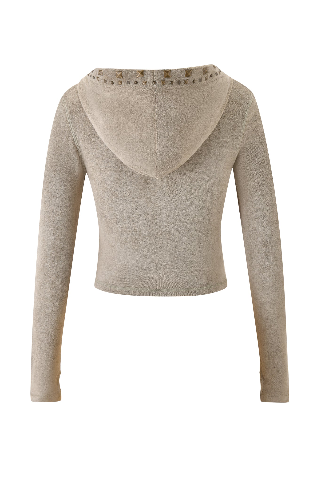 BLARE STUDDED TERRY HOODIE - STONE