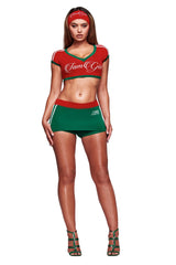 BLARE SPORT CROP TEE AND HEADBAND - CRIMSON