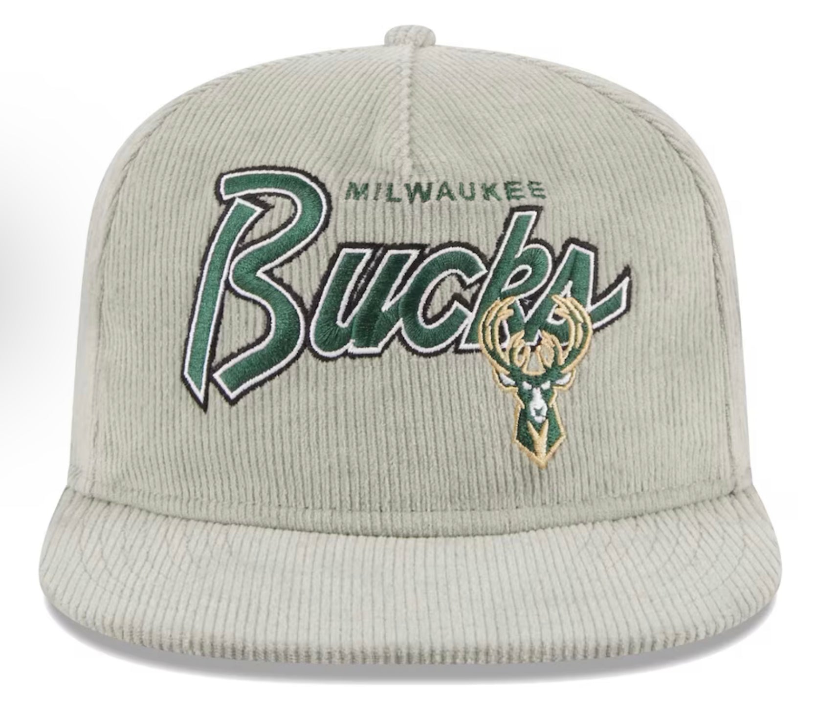 Men's Milwaukee Bucks New Era Gray The Golfer Corduroy 9FIFTY Snapback Hat