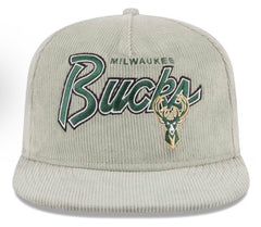 Men's Milwaukee Bucks New Era Gray The Golfer Corduroy 9FIFTY Snapback Hat
