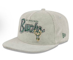 Men's Milwaukee Bucks New Era Gray The Golfer Corduroy 9FIFTY Snapback Hat