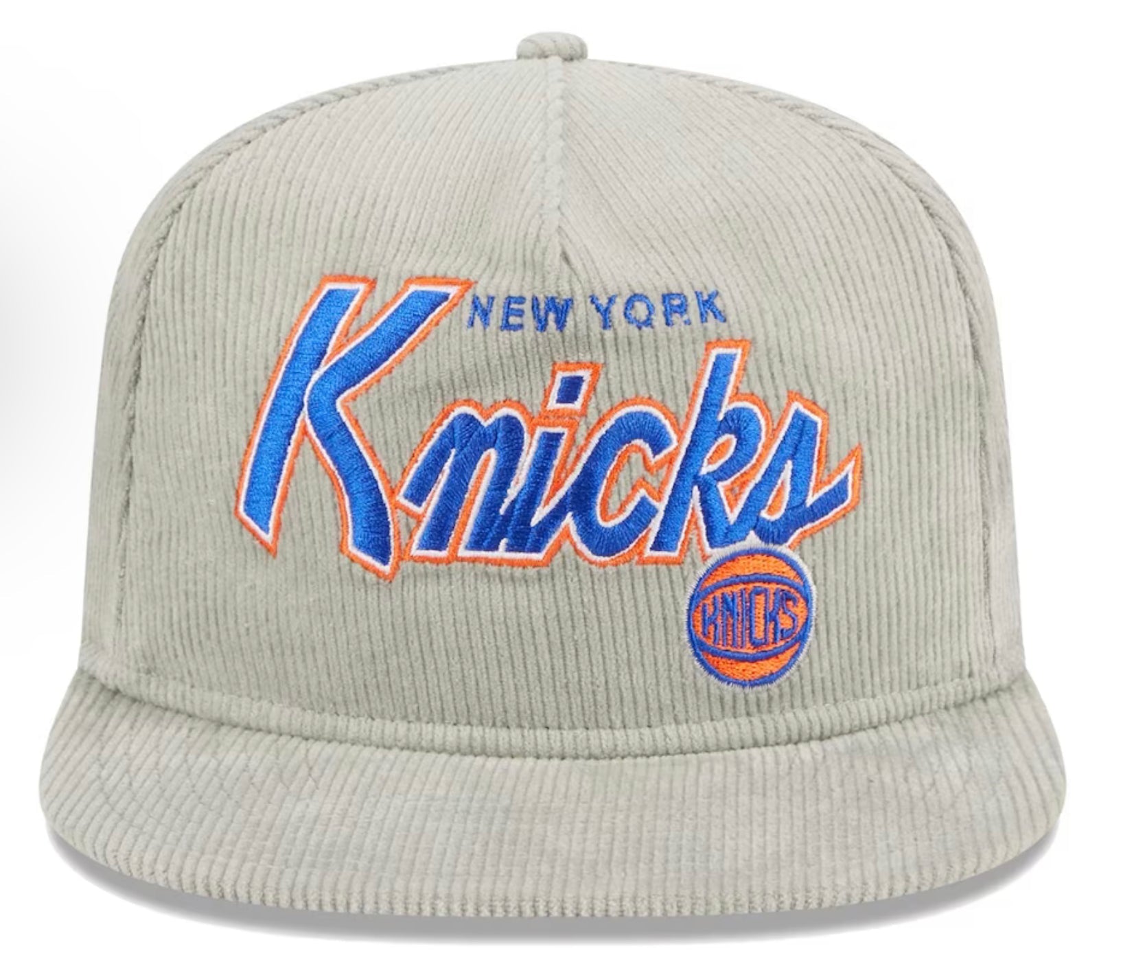 Men's New York Knicks New Era Gray The Golfer Corduroy 9FIFTY Snapback Hat