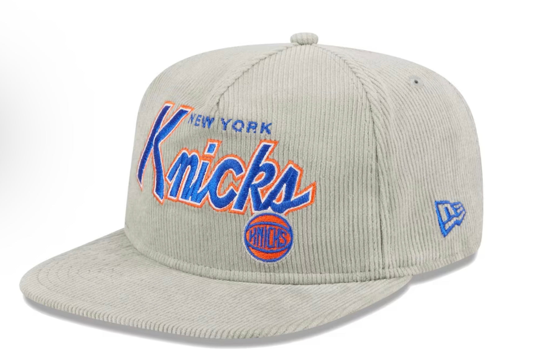 Men's New York Knicks New Era Gray The Golfer Corduroy 9FIFTY Snapback Hat