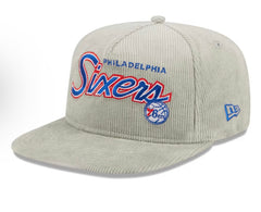 Men's Philadelphia 76ers New Era Gray The Golfer Corduroy 9FIFTY Snapback Hat