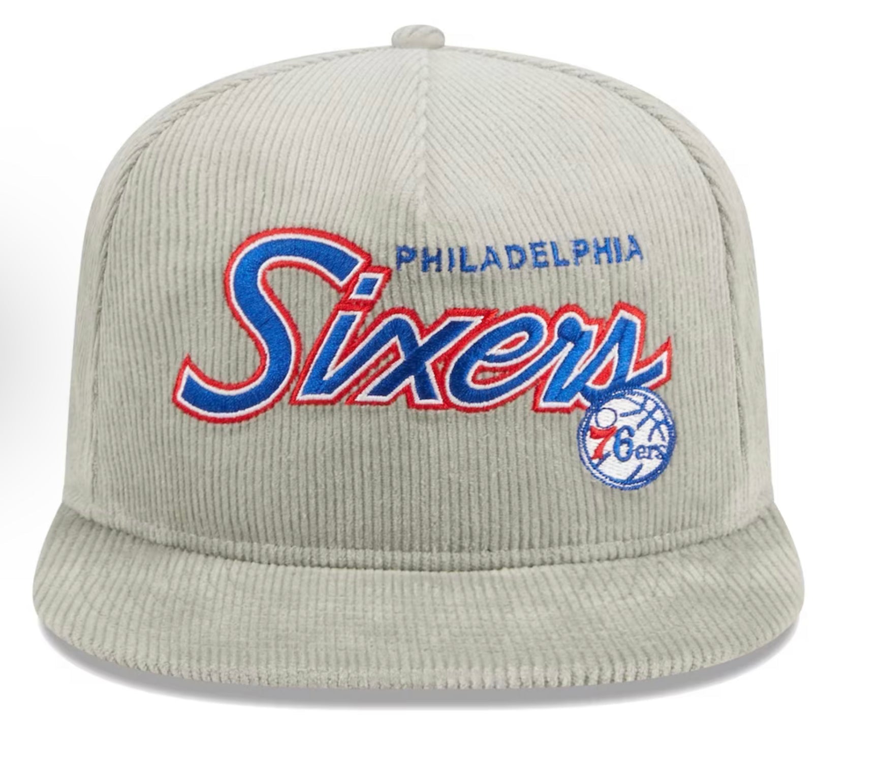 Men's Philadelphia 76ers New Era Gray The Golfer Corduroy 9FIFTY Snapback Hat
