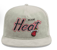Men's Miami Heat New Era Gray The Golfer Corduroy 9FIFTY Snapback Hat