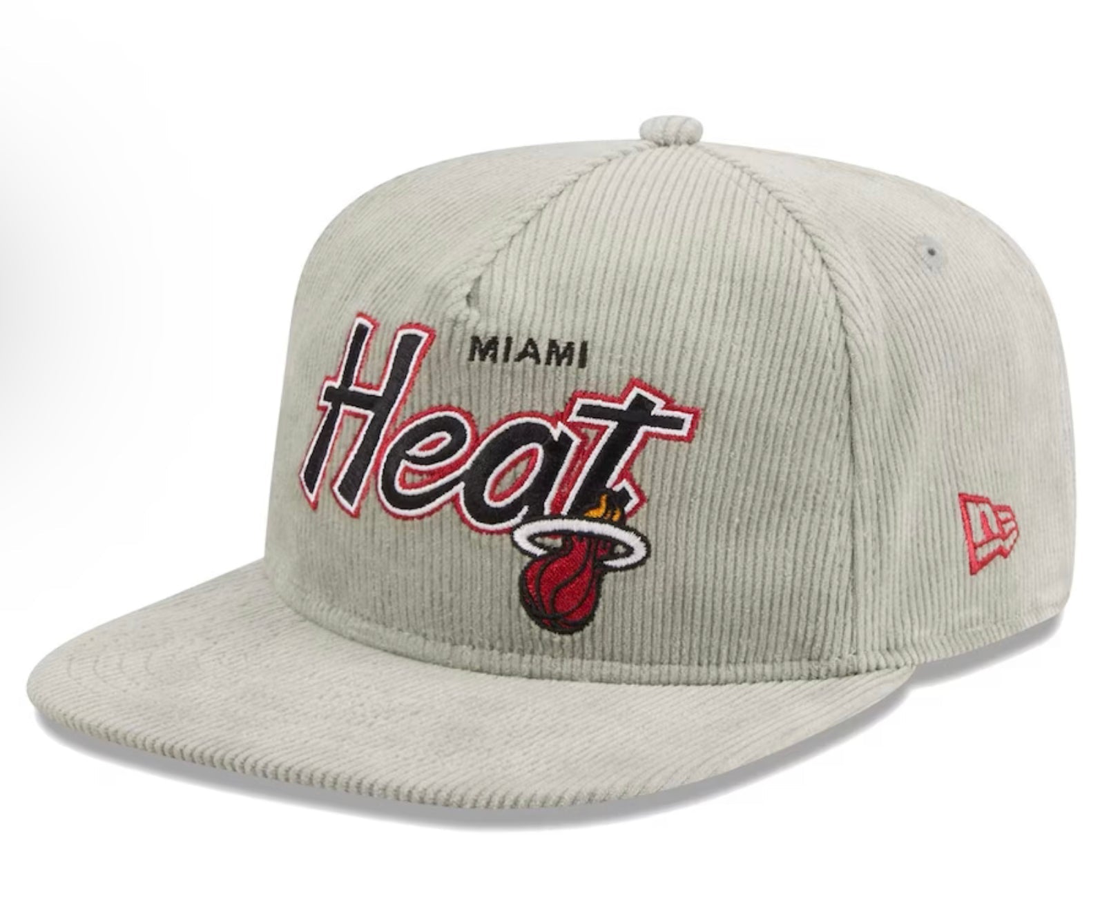 Men's Miami Heat New Era Gray The Golfer Corduroy 9FIFTY Snapback Hat