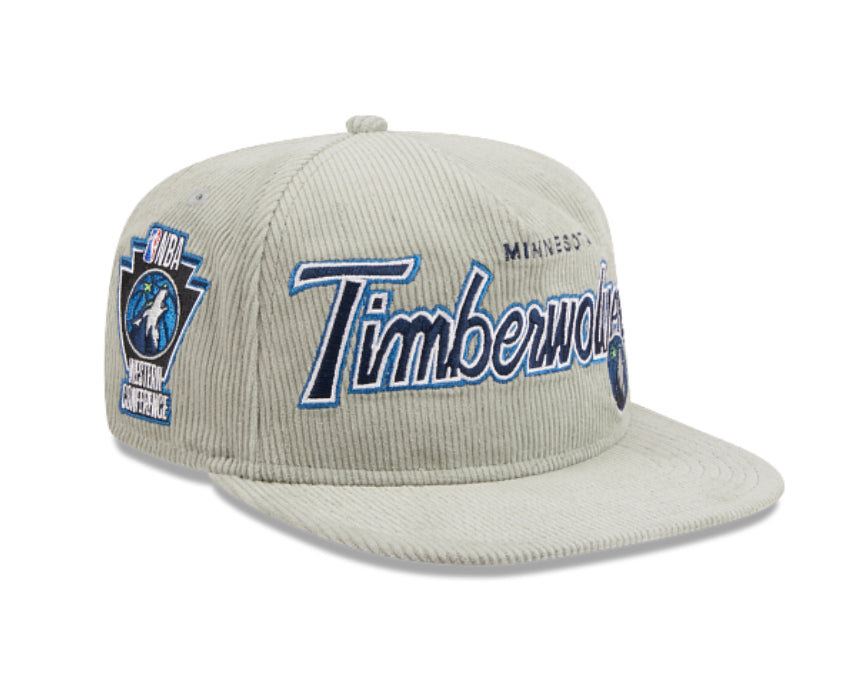 MINNESOTA TIMBERWOLVES New Era The Golfer Corduroy 9FIFTY Snapback Hat - Gray