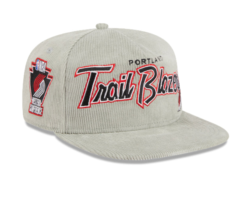 PORTLAND TRAIL BLAZERS New Era The Golfer Corduroy 9FIFTY Snapback Hat - Gray