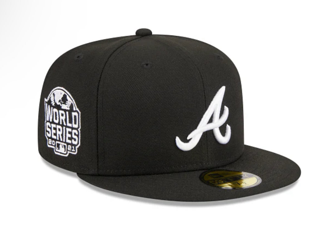 ATLANTA BRAVES SIDEPATCH 2021 WORLD SERIES 59FIFTY FITTED HAT - BLACK/ WHITE