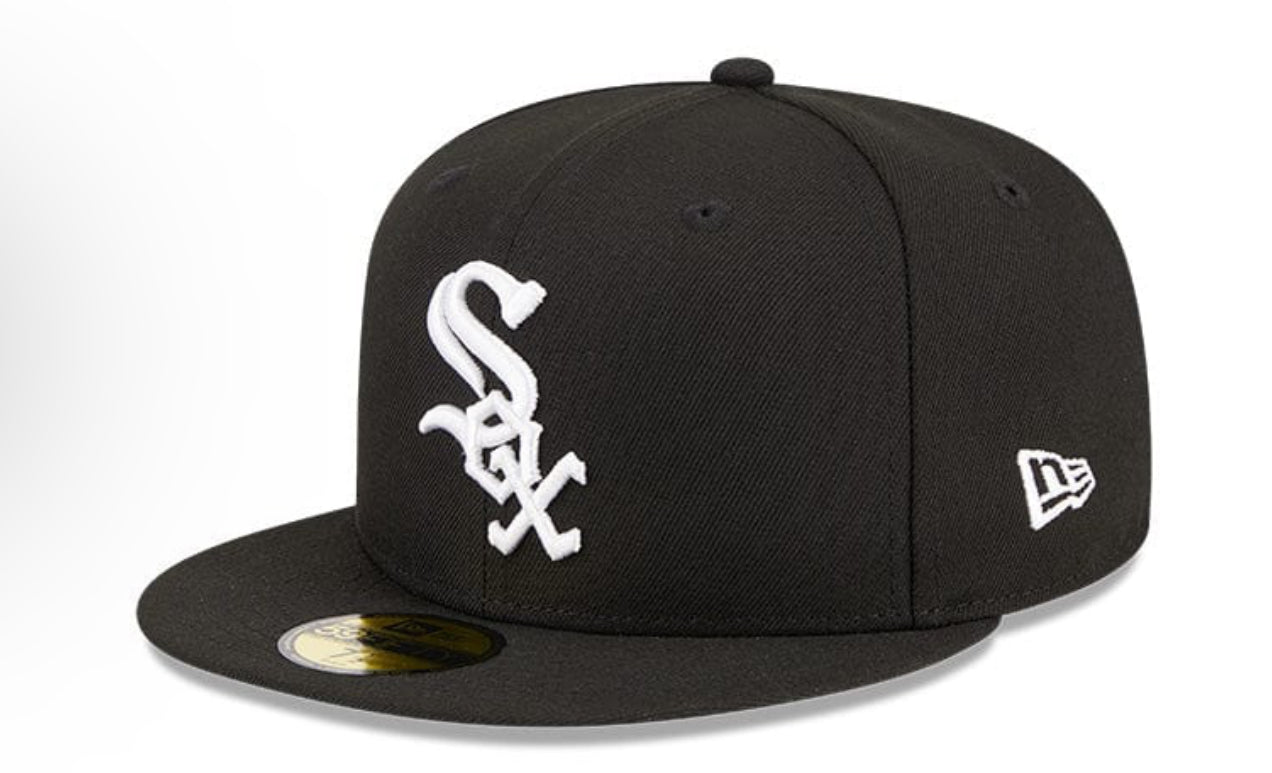 Chicago White Sox New Era Black and White Side Patch 59FIFTY Fitted Hat - Men's