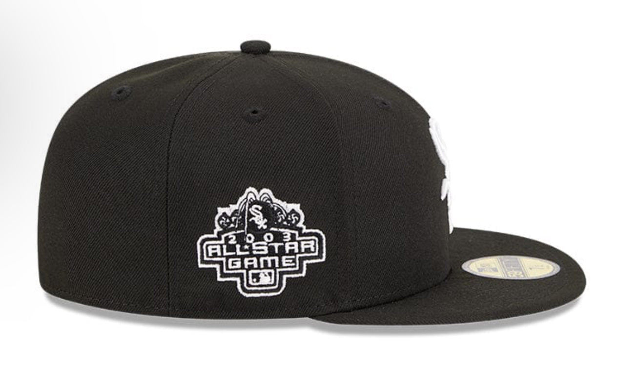 Chicago White Sox New Era Black and White Side Patch 59FIFTY Fitted Hat - Men's