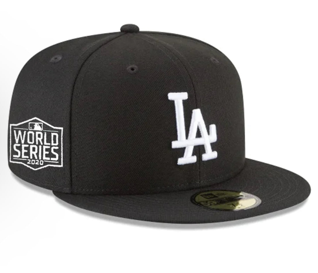 LOS ANGELES DODGERS SIDEPATCH 2020 WORLD SERIES 59FIFTY FITTED HAT - BLACK/ WHITE