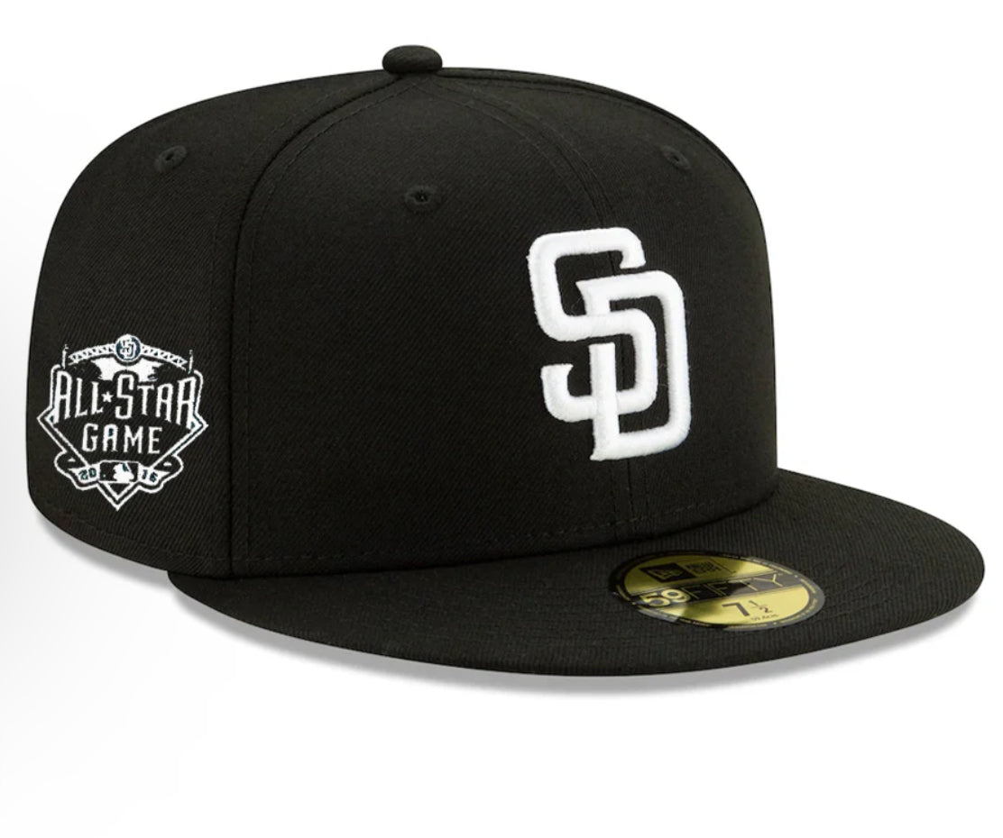 SAN DIEGO PADRES SIDEPATCH 2016 ALL-STAR GAME 59FIFTY FITTED HAT - BLACK/ WHITE