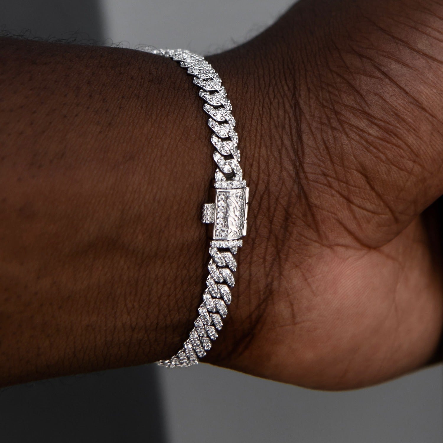 Iced Barbed Wire + 6mm Micro Diamond Prong Bracelet Bundle in White Gold